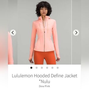 Lululemon Hooded Define Jacket Nulu Dew Pink size 10